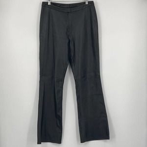 Elements By Vakko Womens Bootcut Pants Black Solid Mid‎ Rise Zipper Leather 10
